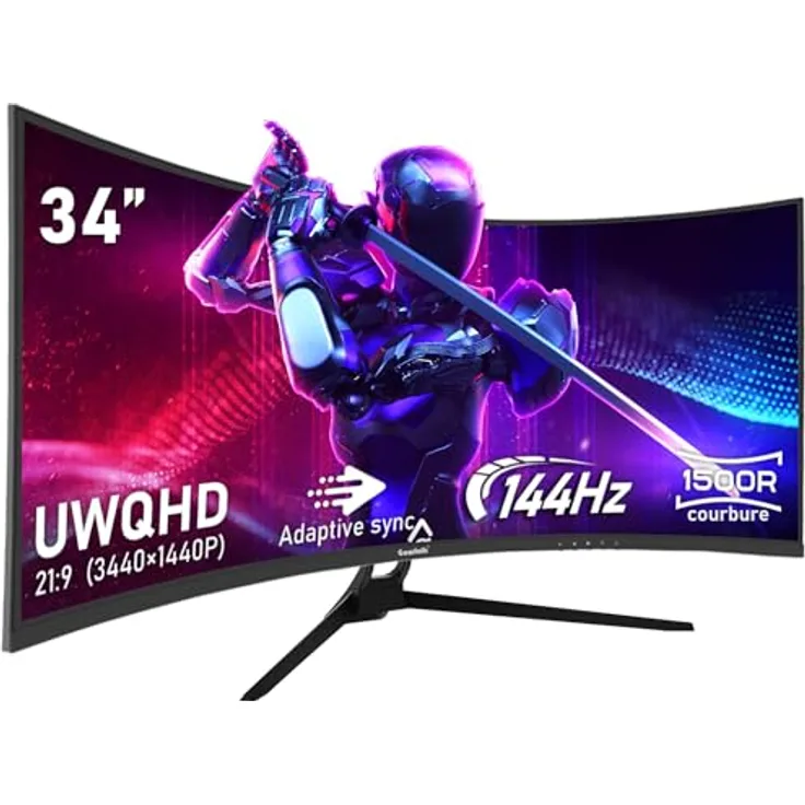 AOC CU34E4CW, 34 Zoll QHD Gaming Monitor Curved mit 120Hz, VA Panel, 4ms GtG, Adaptive Sync, HDR10, Höhenverstellung, Lautsprecher, Schwarz