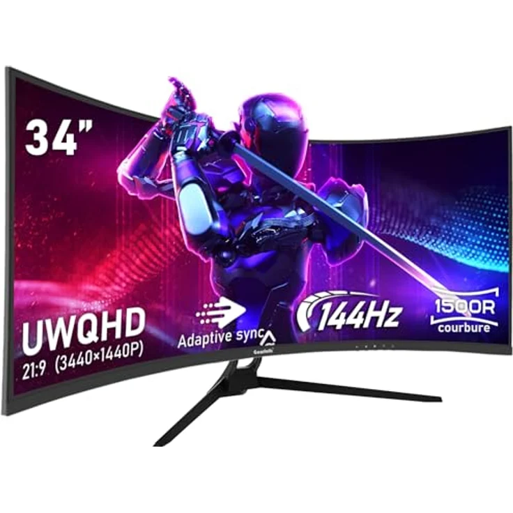 AOC CU34E4CW, 34 Zoll QHD Gaming Monitor Curved mit 120Hz, VA Panel, 4ms GtG, Adaptive Sync, HDR10, Höhenverstellung, Lautsprecher, Schwarz – Bild 1