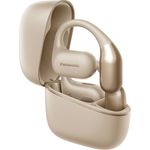 Panasonic RB-F10DE-C, True Wireless Bluetooth-Kopfhörer mit offenem Ohr, IPX4 wasserdicht, Multi-Punkt-Konnektivität, Umgebungsgeräuschunterdrückung, 25 Stunden Spielzeit, USB-C-Aufladung, Beige
