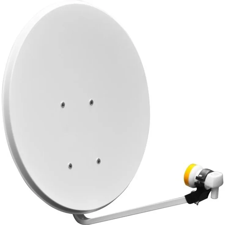 Maxview Sat-Spiegel 40057, 60 cm manuelle Satellitenantenne mit Alubeschichtung, Universal LNB und 10 m Koaxkabel, grau