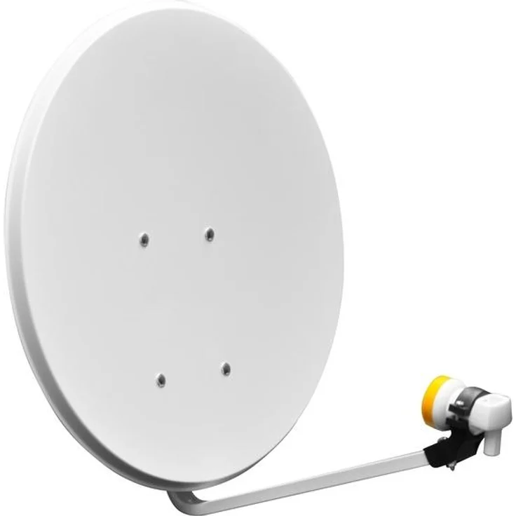 Maxview Sat-Spiegel 40057, 60 cm manuelle Satellitenantenne mit Alubeschichtung, Universal LNB und 10 m Koaxkabel, grau