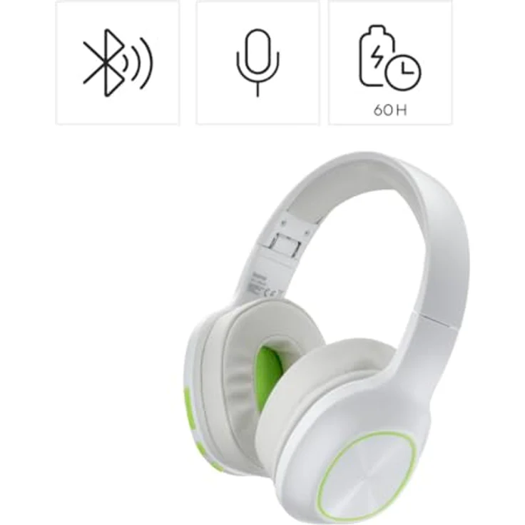 Hama Spirit Calypso III, Bluetooth Over-Ear-Kopfhörer mit 60 Stunden Akkulaufzeit und Bassverstärkung, grün/weiß – Bild 3