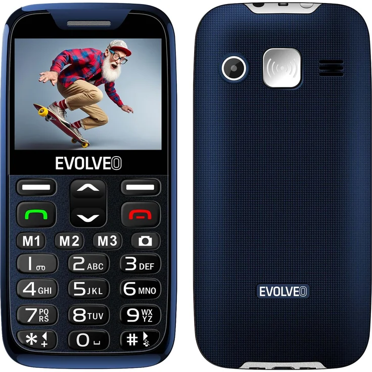 Evolveo EasyPhone XR, Telefon für Senioren mit Ladestation, 2,3" Display, 1x SIM, 0,3 MP Kamera, microSDHC Slot, 1000 mAh Akku, blau