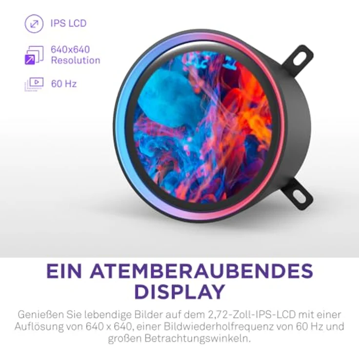NZXT Kraken Elite 420 RGB 2025, AIO CPU Flüssigkeitskühler mit 420mm Radiator, 2,72" IPS LCD und F420 RGB Core Lüfter, kompatibel mit AMD® AM5/AM4 und Intel® LGA 1851/1700/1200/115X, Schwarz – Bild 3
