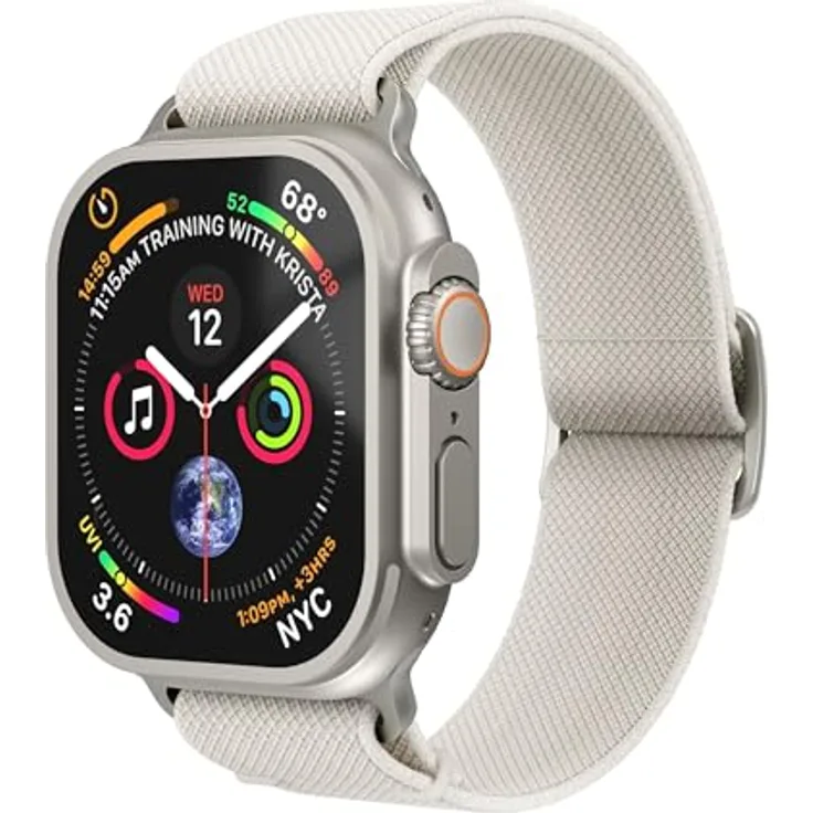 Vonmählen Classic Nylon Loop Armband für Apple Watch 40 / 41 / 42 mm, cremefarben, versandkostenfrei
