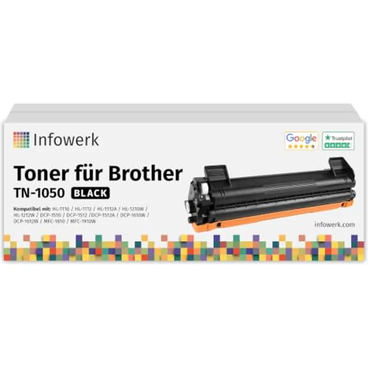 Infowerk TN1050 Tonerpatrone, kompatibel für Brother Drucker, schwarz, Seitenleistung ca. 1.000 Seiten