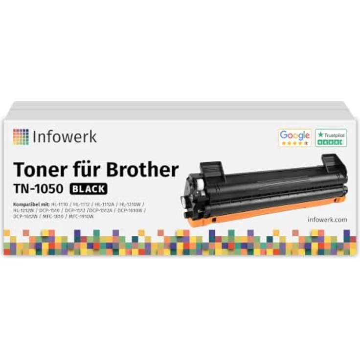 Infowerk TN1050 Tonerpatrone, kompatibel für Brother Drucker, schwarz, 3-Stück Packung, ca. 1.000 Seiten Leistung – Bild 1