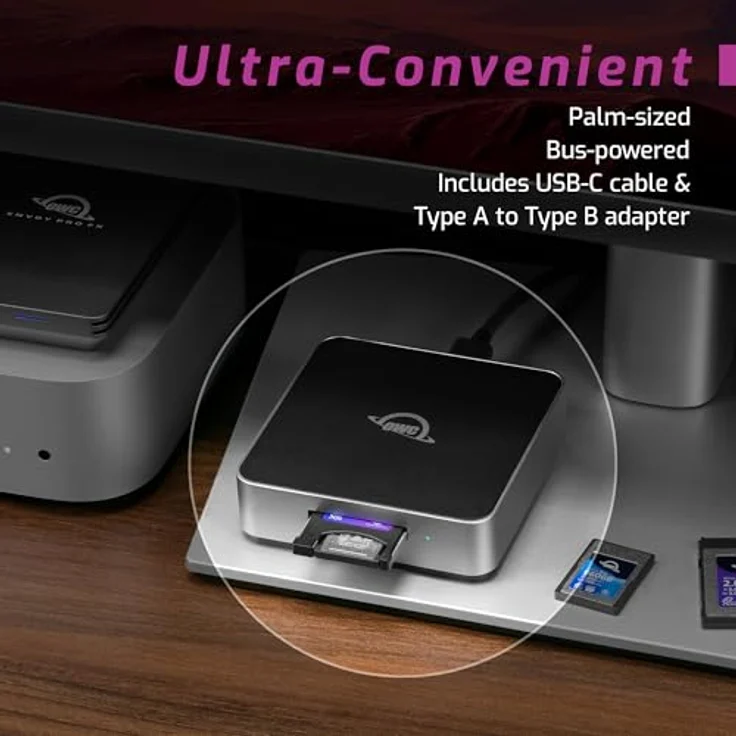 OWC Atlas USB 4 Speicherkartenlesegerät für CFexpress Typ B, bis zu 5000 MB/s, Silber – Bild 5