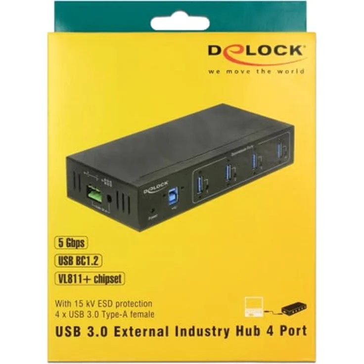 Delock 63309 Externer Industrie Hub 4 x USB 3 Typ-A mit 15 kV ESD Schutz – Bild 6