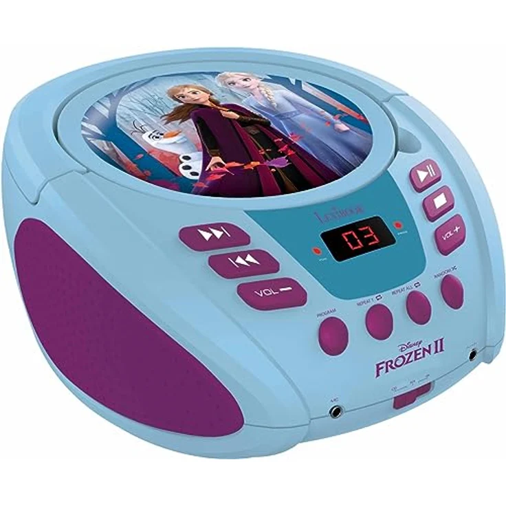 Lexibook Disney Frozen Die Eiskönigin Elsa Boombox CD-Player, AUX-Eingangsbuchse, AC-Betrieb oder Batterie, Blau-Weiß , RCD108FZ-10 (neues Design) – Bild 3