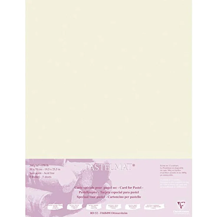 Clairefontaine Pastelmat Papier, Bastelpapier für Trockene Techniken, 360 g/m², 50x70 cm, pH-neutral, säurefrei – Bild 1