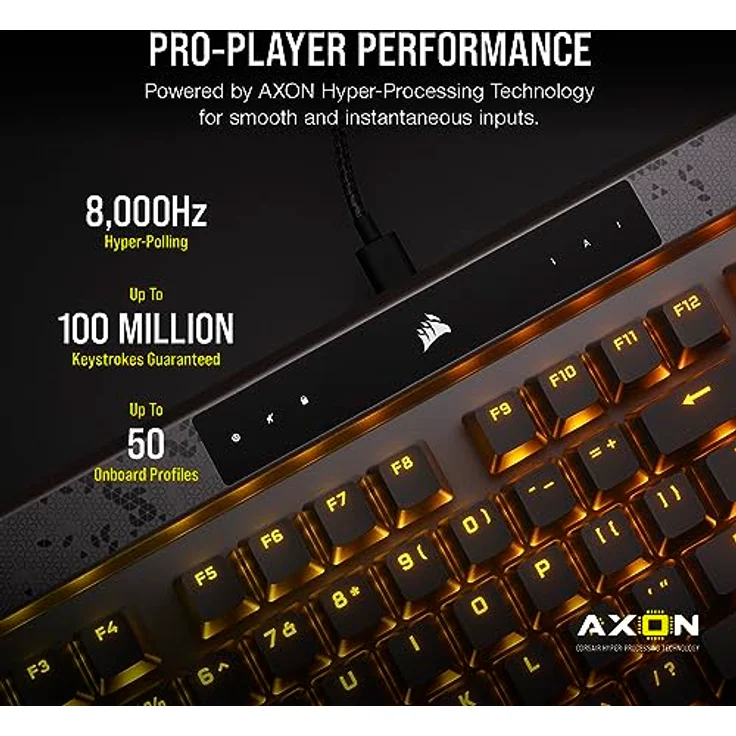 Corsair K70 MAX RGB Magnetisch-Mechanisch Gaming-Tastatur - MGX-Schalter mit Einstellbarer Aktivierung - PBT Double-Shot Tastenkappen - iCUE Kompatibel - QWERTY NA Layout - Stahlgrau – Bild 5