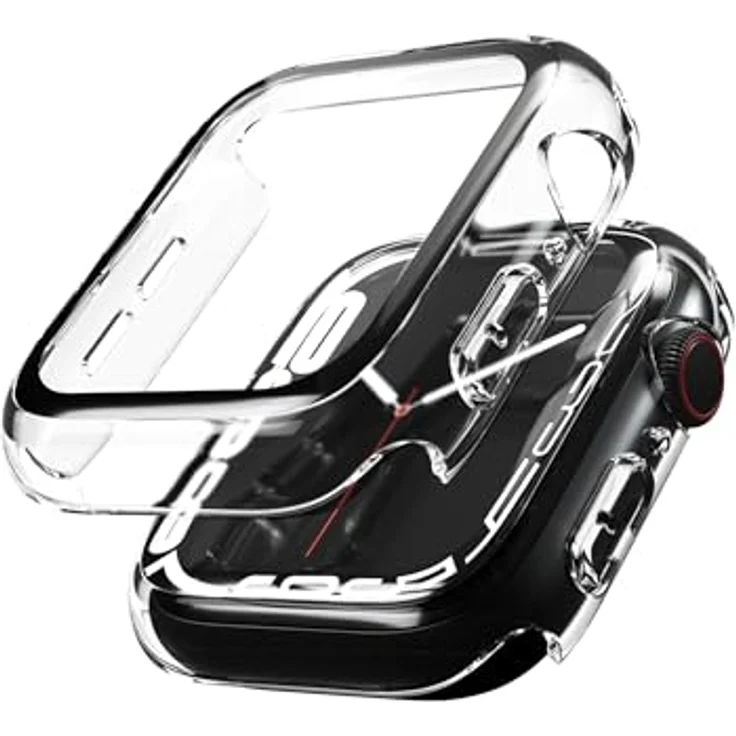 VONMÄHLEN Thin Case - Schutzhülle für Apple Watch Serie 8 + 9, 45mm, Transparent, Rundumschutz mit Anti-Gilb-Schutz für originalen Look – Bild 1