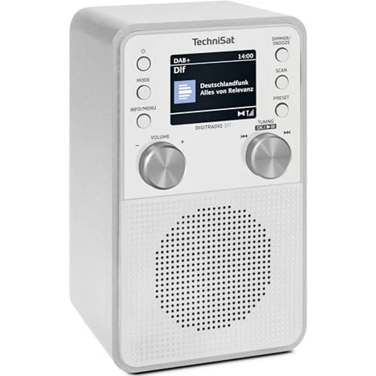 TechniSat DIGITRADIO 317, Vertikales DAB+ UKW Radio mit Bluetooth 5.3, Radiowecker, 2,4 Zoll Farbdisplay, 3 Watt, weiß – Bild 1