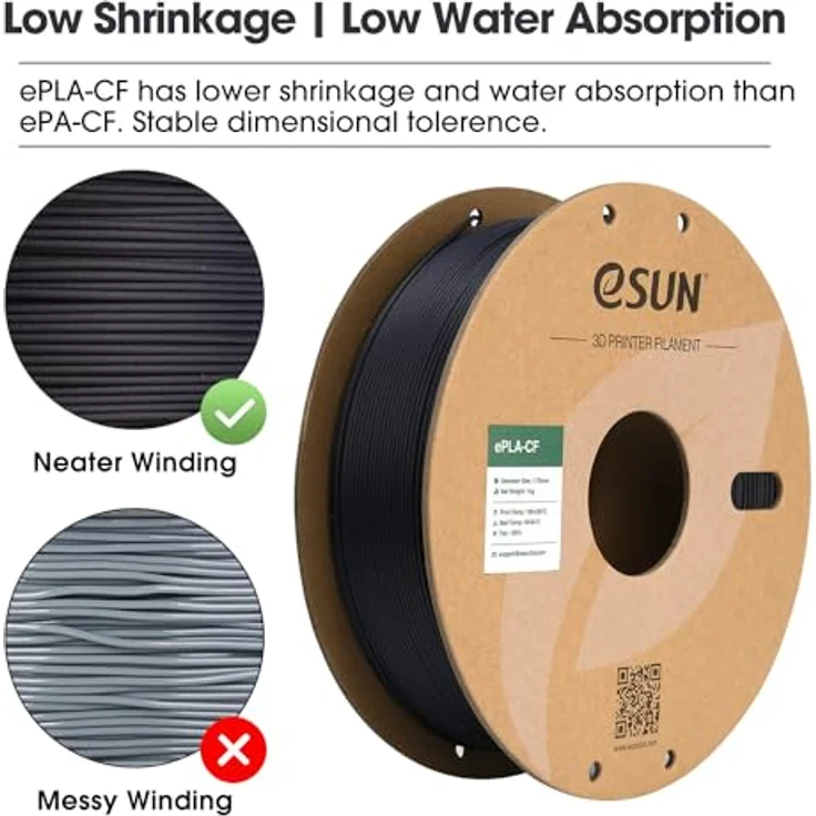 eSUN ePLA-CF Kohlefaser Gefüllt PLA Filament 1.75mm, Maßgenauigkeit +/- 0.03mm, 1KG Spule für FDM 3D Drucker, Lila – Bild 3