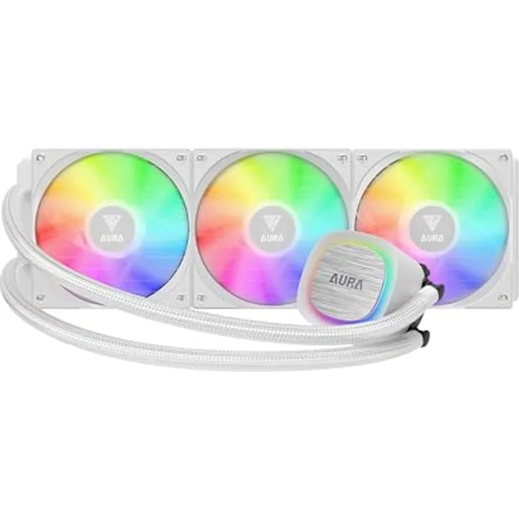 GAMDIAS AURA GL360 V2 ARGB LIQUID COOLER WHITE, 360mm Wasserkühlungssystem mit ARGB-Mobo-Sync, hoher Luftstrom