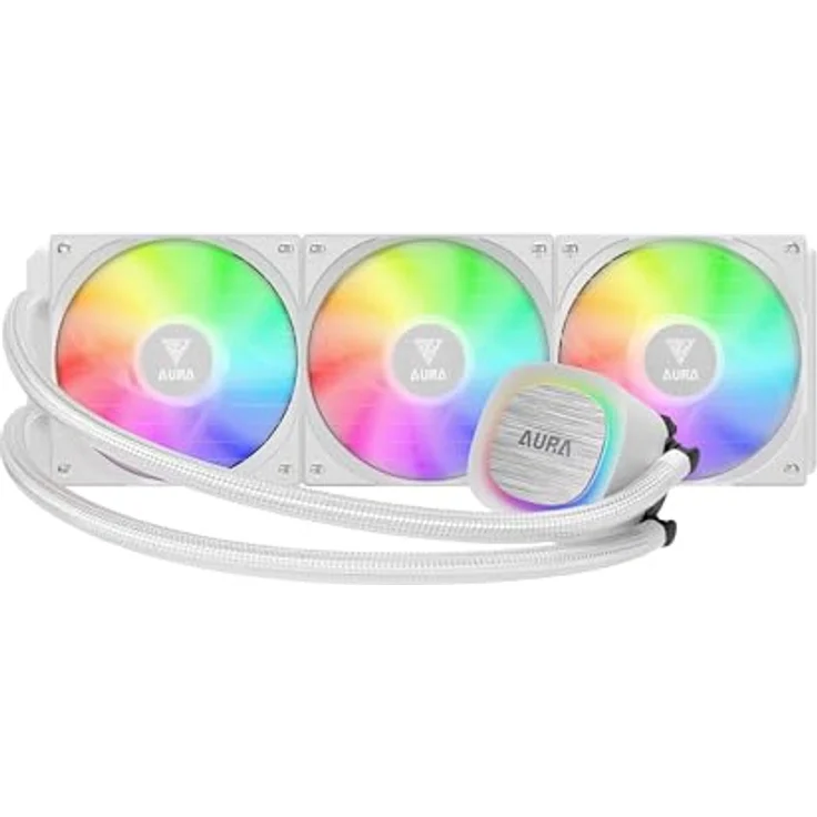 GAMDIAS AURA GL360 V2 ARGB LIQUID COOLER WHITE, 360mm Wasserkühlungssystem mit ARGB-Mobo-Sync, hoher Luftstrom – Bild 1