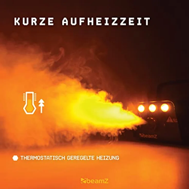 Beamz S700-LED Nebelmaschine mit Flammeneffekt, Leistung 700 W, 250-ml-Tank, Durchfluss des Nebels 7 m³/min, Fernbedienung mit 3 m Kabel und Wand- und Deckenhalterung, 3 Minuten Aufwärmzeit, schwarz – Bild 5