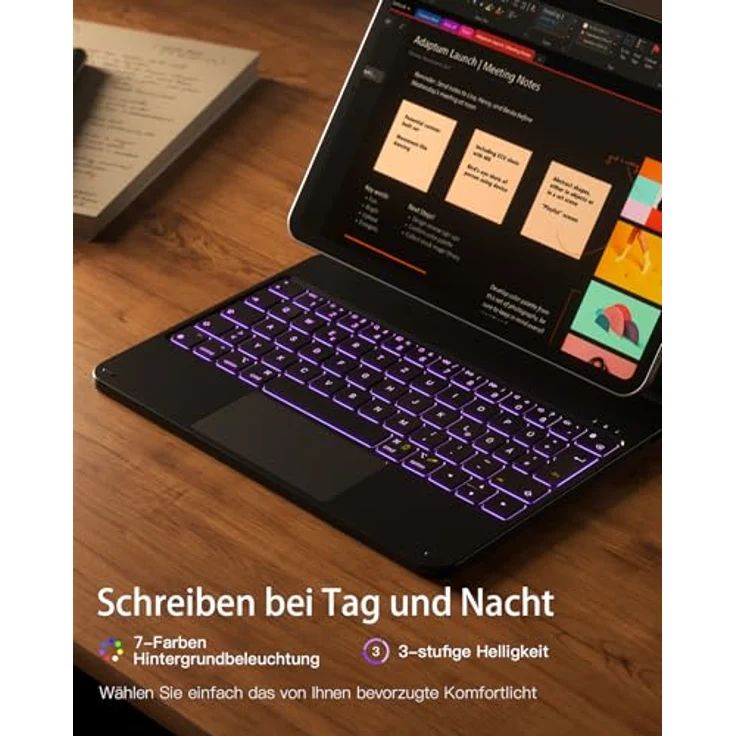 Inateck Magnetische Tastatur hülle für iPad Air 11 Zoll 2024 (M2), iPad Air 5/4 Gen 2022,Magic Keyboard für iPad Pro 11 Zoll 4/3/2/1, 7-Farbige Hintergrundbeleuchtung,KB09119 – Bild 5