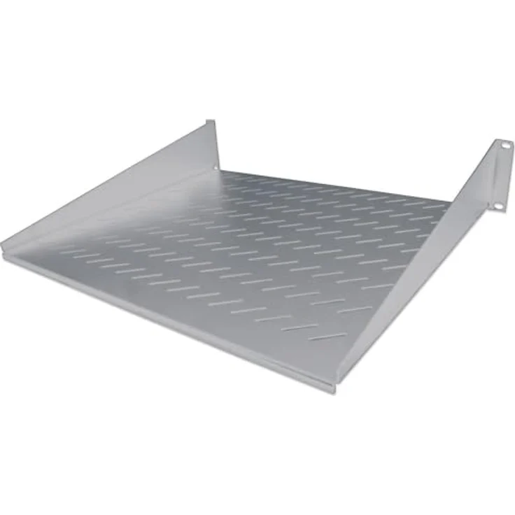 Intellinet 19'' Fachboden zur Frontmontage 2 HE ( Montage an den beiden vorderen Profilschienen ) 400 mm Tiefe perforiert grau 712224 – Bild 7