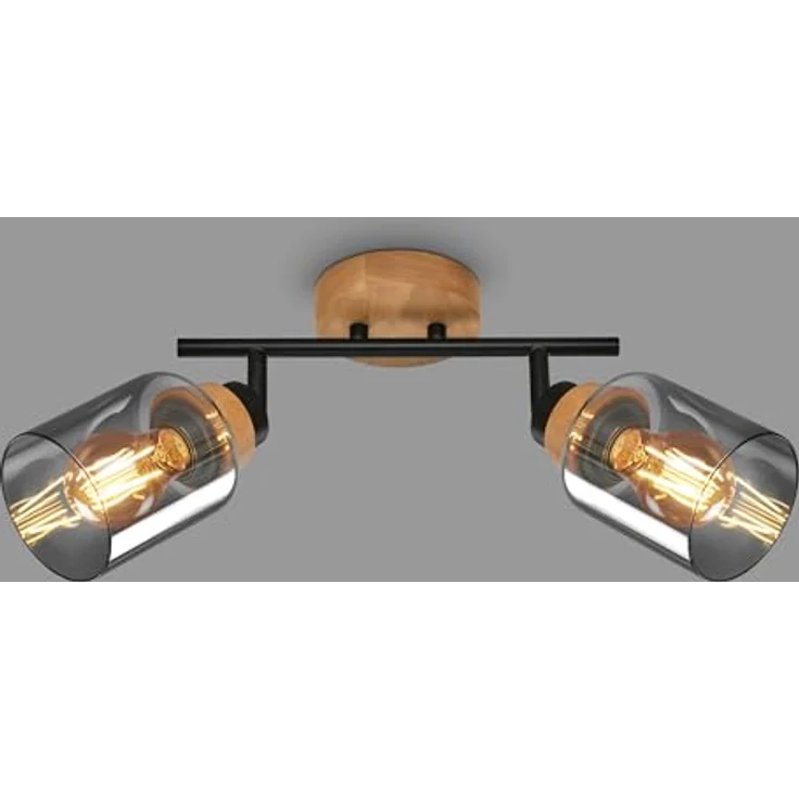Briloner Deckenlampe Rauchglas, Schwenkbar, Schwarz-Holz – Bild 1