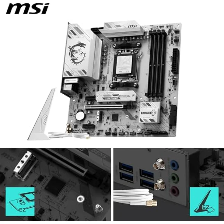 MSI B850M Gaming Plus WIFI6E Mainboard, mATX - Unterstützung für AMD Ryzen 9000/8000/7000, AM5, DDR5 bis 8200+ MT/s (OC), PCIe 4.0 x16, M.2 Gen5, Wi-Fi 6E, 2.5G LAN – Bild 3