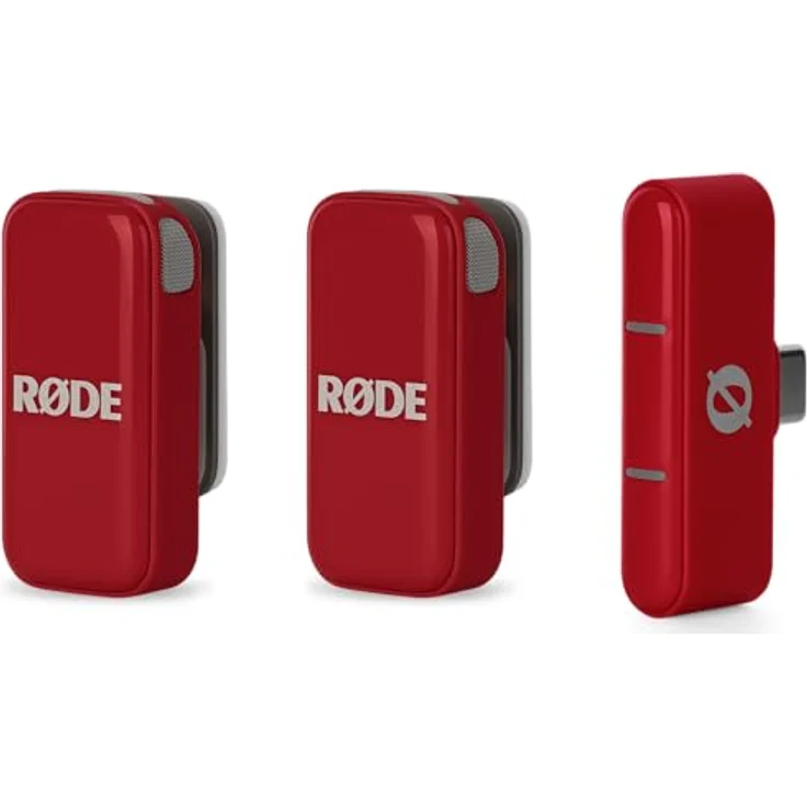 RØDE Wireless Micro, kabelloses Mikrofon-Set mit zwei Mikrofonen und Ladecase für Smartphone, USB-C, Rot, 18 Stunden Akkulaufzeit – Bild 2