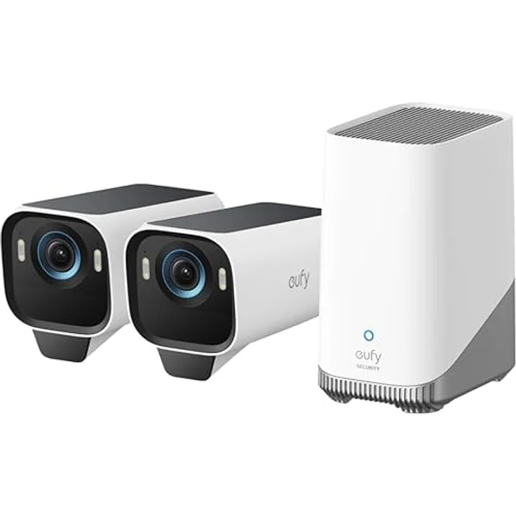 eufy Security eufycam 3 Pro 2+1 2-Kamera-Set, Überwachungskamera Aussen, Überwachungssystem, 4K, MaxColor Vision, Solarstrom, Radar und PIR Bewegungserkennung, 16GB Speicher, HomeKit & Alexa kompatibel – Bild 1