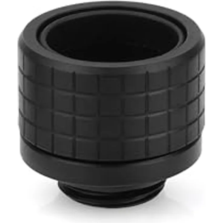 Thermal Grizzly DeltaMate HT16 Hartrohr-Wasserkühlung, G1/4 Zoll Gewinde, CNC-gefrästes Messing, mattschwarz, gerändelter Kompressionsring für 16 mm OD Hartschläuche