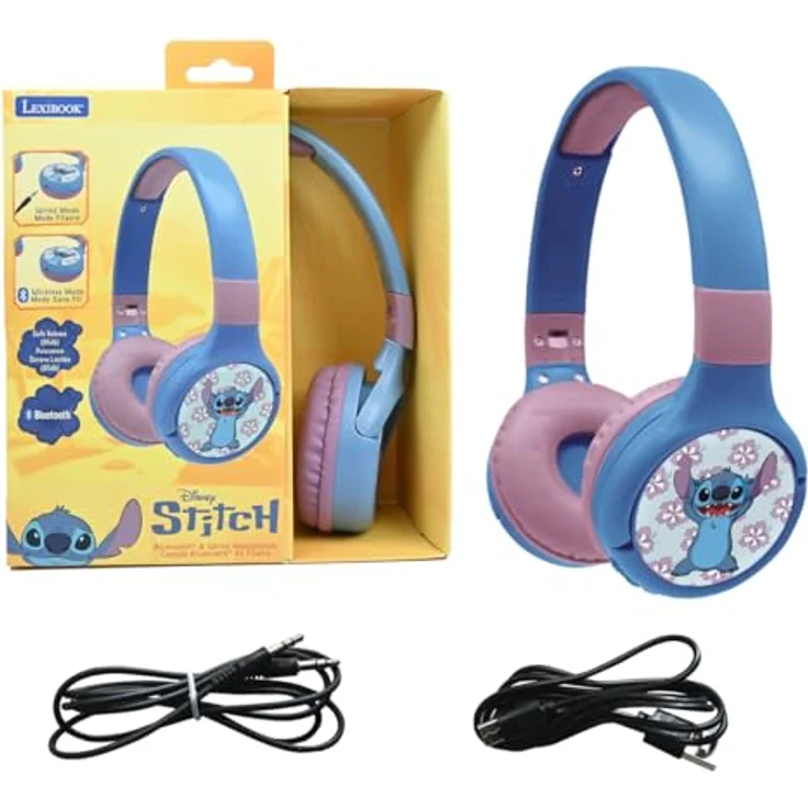 Lexibook Stitch, Bluetooth-Kopfhörer HPBT010DLXB mit 12 Stunden Akkulaufzeit, faltbar und abnehmbares Kabel – Bild 2