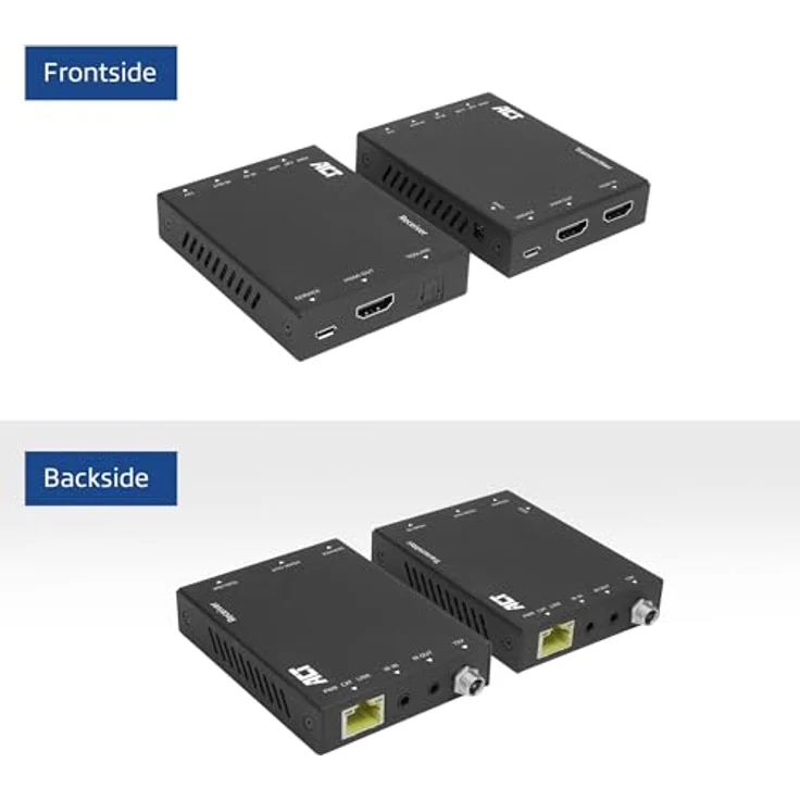 ACT AC7811, 4K HDMI 2.0 Extender-Set über CAT6 UTP mit IR-Unterstützung, 60 Meter, KVM Switch, Schwarz – Bild 4