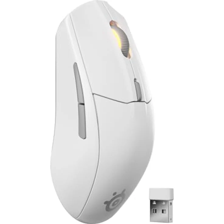SteelSeries Rival 3 Wireless Gen 2, Gaming-Maus mit 2,4 GHz und Bluetooth, 18.000 DPI TrueMove Air-Sensor, 200 Std. Akkulaufzeit, ultraleicht, PTFE-Gleitfüße, Weiß – Bild 1