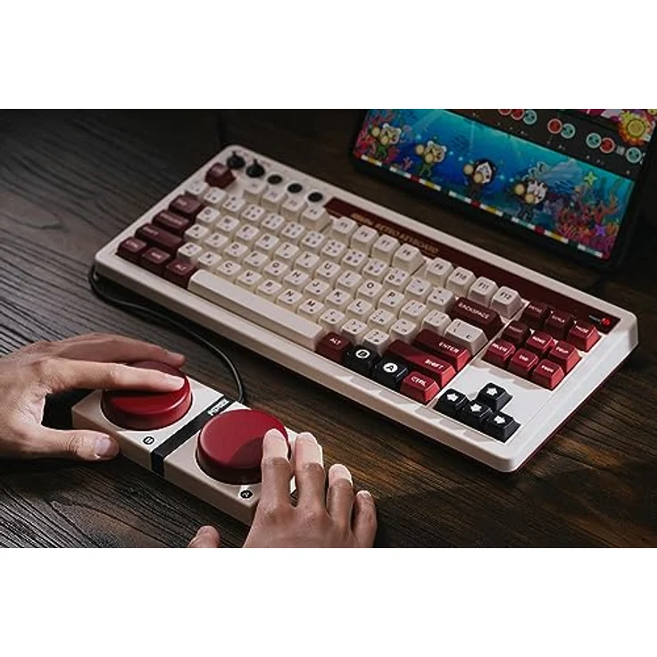 8BitDo Retro Mechanische Tastatur (Fami Edition), 87-Tasten-Layout, Kailh Box Switch V2 Weiß, Dual Super Buttons, Bluetooth, 2,4G, Hot-Swap-fähig - UK – Bild 5
