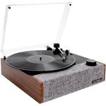 Victrola Eastwood II, halbautomatischer Plattenspieler mit Bluetooth, in Braun, inklusive Staubschutzdeckel