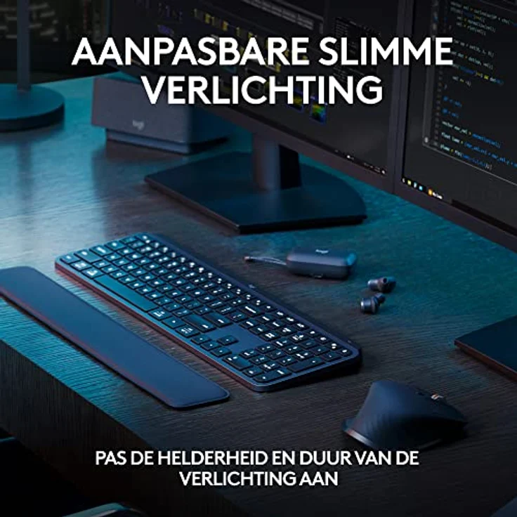 Logitech MX Keys S - Graphit, Englishes QWERTY-Layout, Multi-Device Bluetooth-Tastatur mit intelligentem Beleuchtungssystem – Bild 4