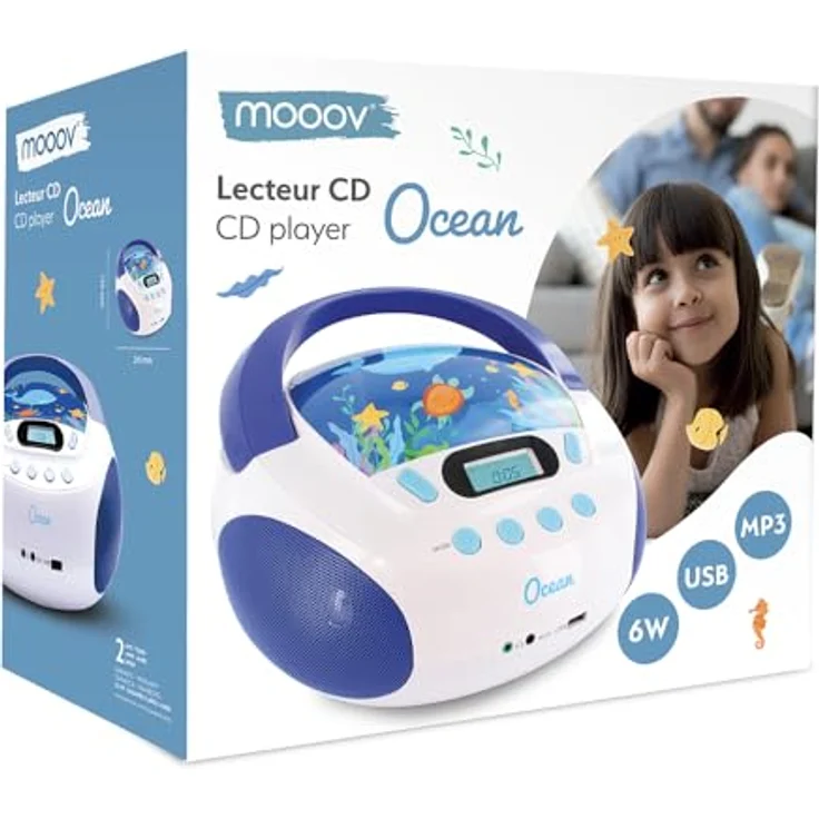 Metronic Radio-CD-Player für Kinder, Ozean, mit USB--SD--AUX-IN-Port blau-weiß – Bild 7