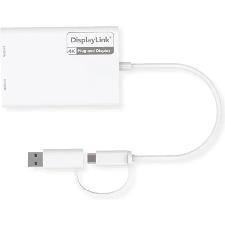ROLINE Multi-DisplayLink Adapter USB Typ A+C, 2X HDMI, Multi-Stream 4K, kompaktes Design mit reversiblem USB-C Stecker – Bild 2