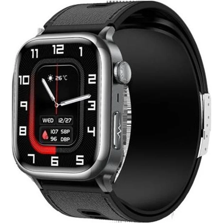 INF Smartwatch 2.06 Zoll AMOLED, Full Touch Smartwatch mit BLE 5.3, IP67, 530mAh, Magnetladung, NFC, Schwarz