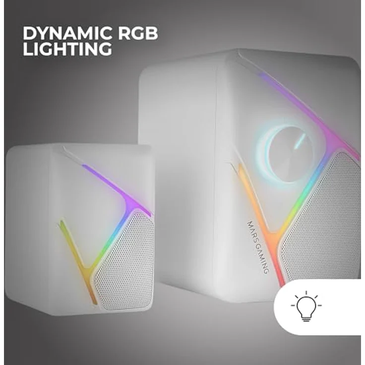Mars Gaming MS-H21, RGB 2.1 Gaming-Lautsprecher mit 35W Subwoofer, 3D Surround Treiber-System, USB-Stromversorgung und 3,5mm Klinke, Weiß – Bild 4
