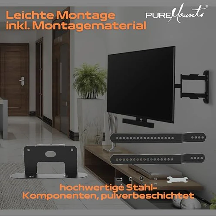 PureMounts PM-SOM-080 Halterung zur direkten Montage am TV, kompatibel mit SONOS BEAM Soundbar, Traglast: 5kg, schwarz – Bild 7