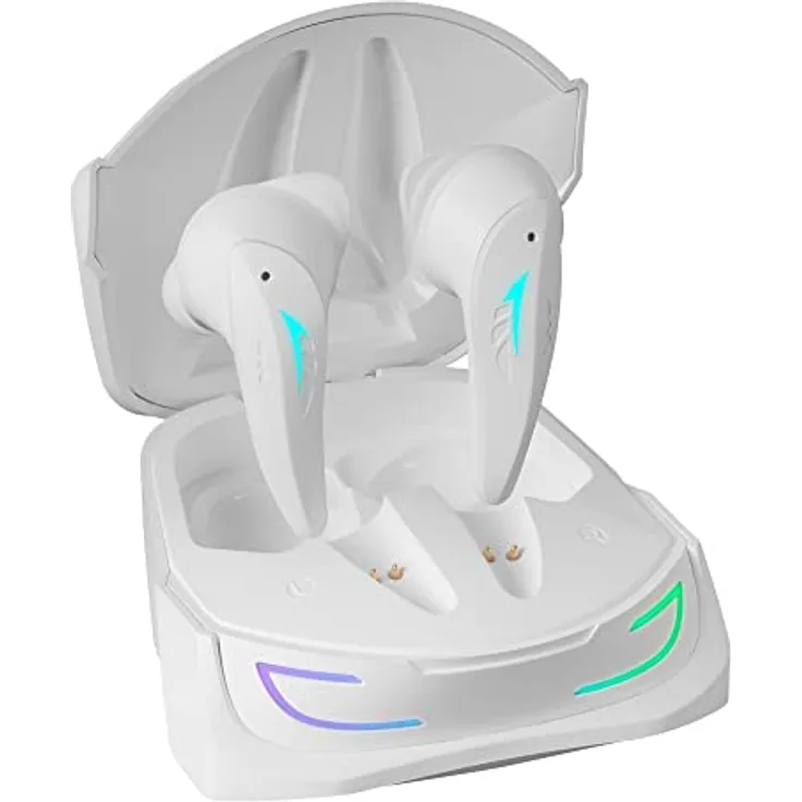 Mars Gaming MHI-ULTRA Weiß, Wireless Headset TWS, RGB Flow, Bluetooth 5.3, Triple Geräuschunterdrückung, 24H Akkulaufzeit