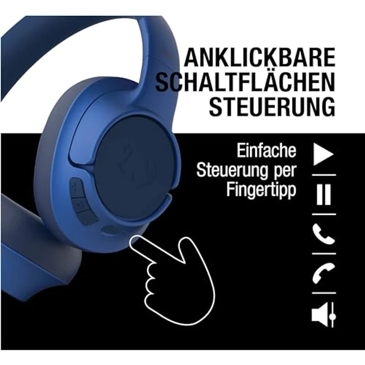 Fresh 'n Rebel Clam Core Bluetooth kopfhörer Over Ear mit ENC-Mikrofon (perfekte Anrufe), Kabellose kopfhörer mit Lautstärkeregler und Tasten für Wiedergabe/Pause, 45h Spielzeit (Blau) – Bild 5