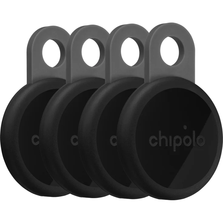 Chipolo LOOP, 4er Pack wiederaufladbare Tracker mit Apple & Google Find My, Schwarz