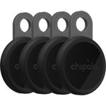 Chipolo LOOP, 4er Pack wiederaufladbare Tracker mit Apple & Google Find My, Schwarz