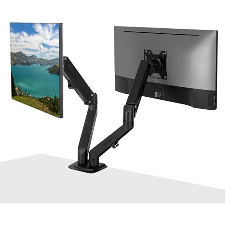 LINDY 40708 Gasfederarm für Schreibtisch, doppelte Montage, Schwarz, VESA-kompatibel mit Kabelmanagement – Bild 3