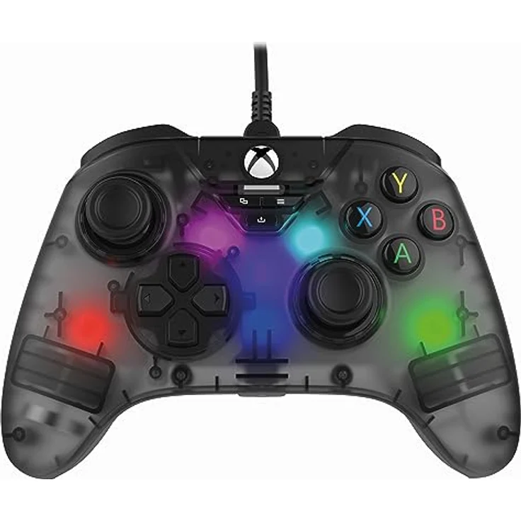 Snakebyte GAMEPAD RGB X - transparent grau - Offiziell lizensierter, kabelgebundener Xbox & PC Controller | Hall-Effect Sensoren für volle Präzision | 3,5 mm Audioanschluss | RGB-Beleuchtung – Bild 1