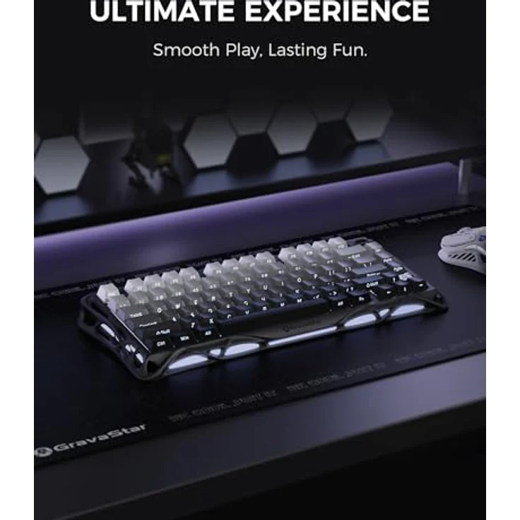 GravaStar Mercury K1, 75% Mechanische Gaming-Tastatur mit Exoskelett-Design, Aluminiumlegierung, Hot-Swap-Sockel, Linearschalter, RGB-Farbverlauf Schwarz – Bild 2