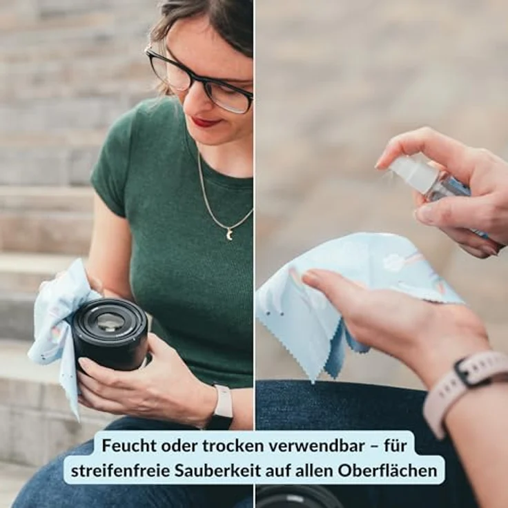 LENS-AID Mikrofaser Reinigungstuch, fusselfrei und waschbar, 20x20 cm in verschiedenen Designs für Kamera, Objektiv und Display – Bild 5