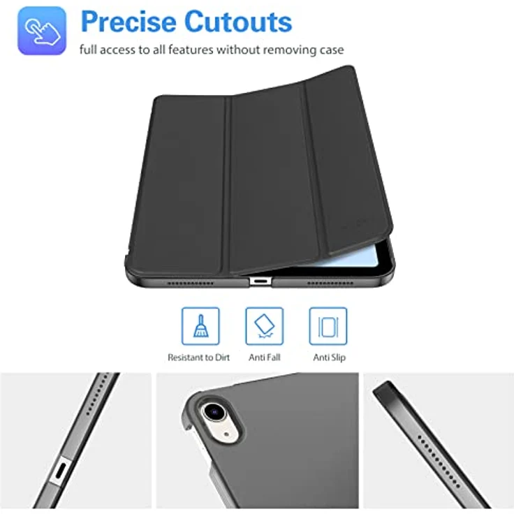 ProCase Hülle für iPad 10/11 Generation 10.9 Zoll 2022, Leicht Dünn Schutzhülle mit Auto Wake/Sleep, Schwarz – Bild 4