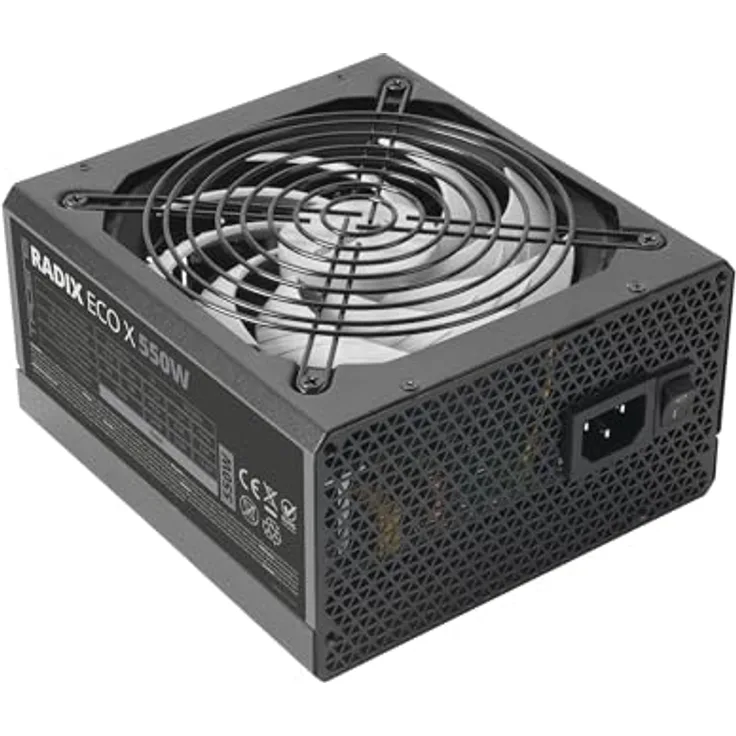 Tacens Radix ECO X 550, PC ATX Netzteil 550W, 87% Effizienz, 6 Jahre Garantie, Ultra-leiser AI-RPM 140mm FDB-Lüfter, Extra-Lange Flachkabel, Schwarz